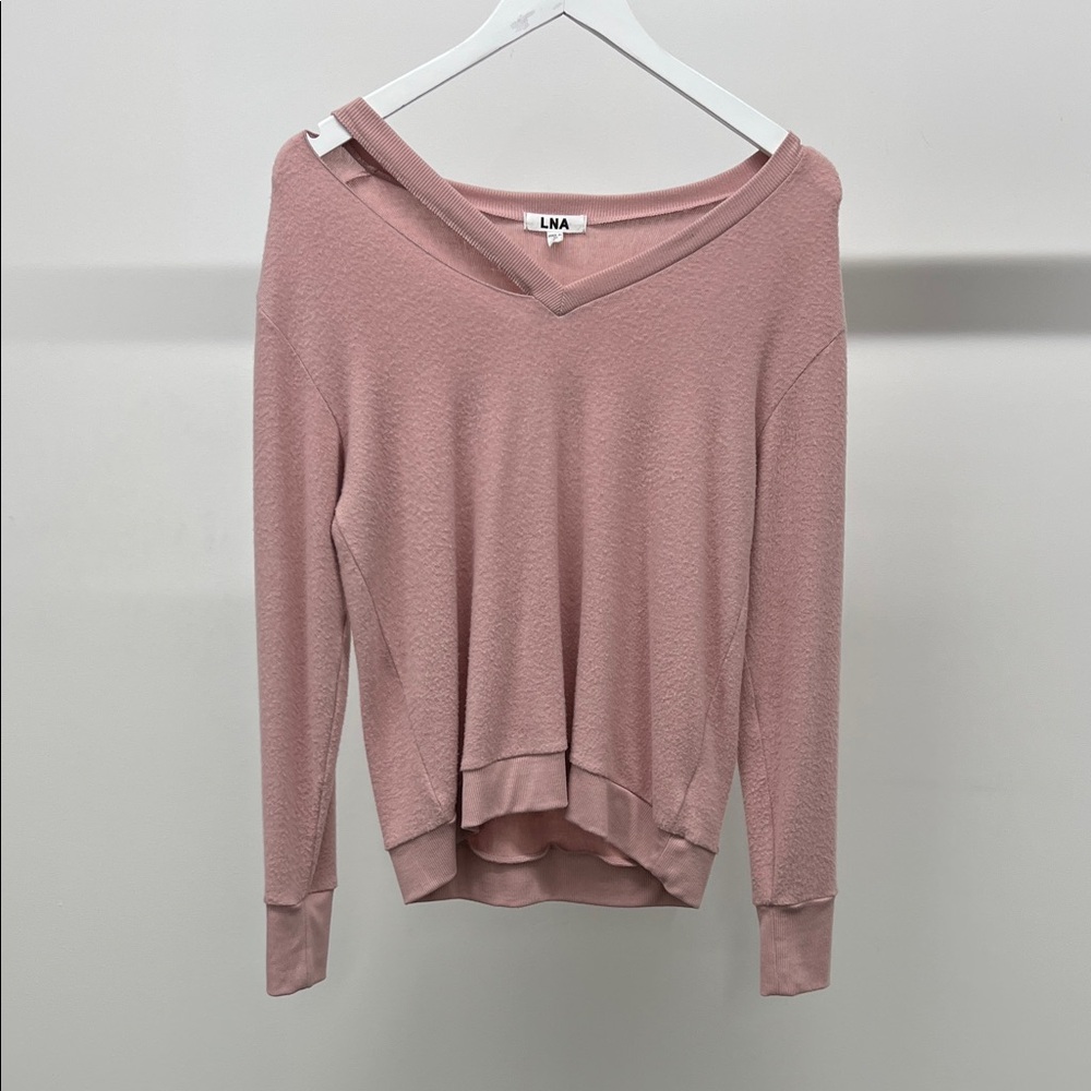 LNA Pink V-Neck Sweater